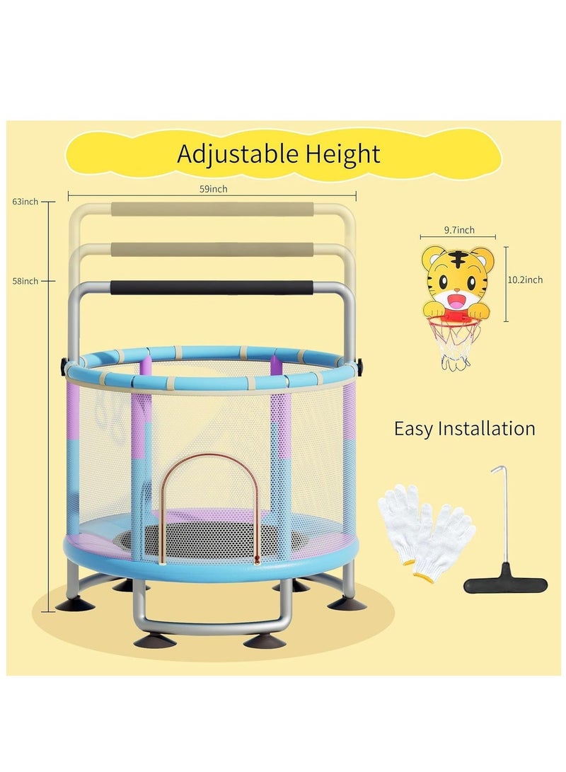 Hicomony 1.5m Toddler Trampoline for Kids, Trampoline with Safety Enclosure Net 1-3 people,Upgrade Adjustable Kids Trampoline Indoor Outdoor,Baby Small Trampoline with Net and Swing - Image 2